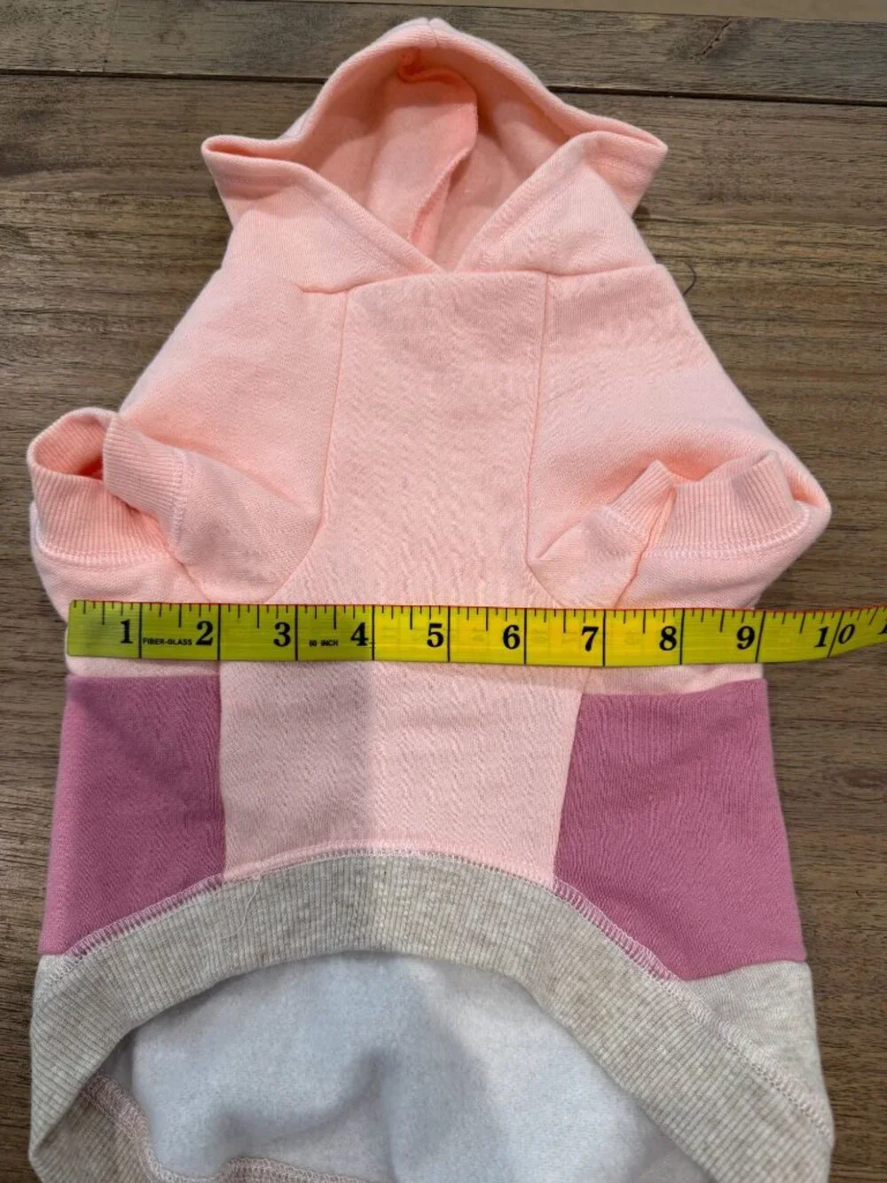 Comfy Color Block Pink Grey Dog Hoodie Soft Cotton Blend Medium Pet Sweater